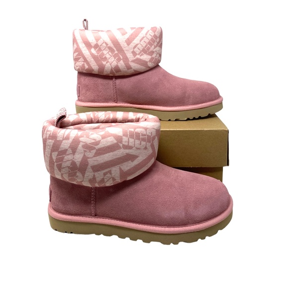 UGG Classic Mini Jersey Boots Winter Suede Stripe Pink Women Size 1136674 BLUS - Picture 4 of 9